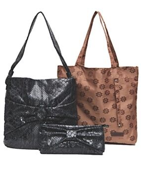 🟠NWT ORVIETO  Serpente Retro Leather (3- Piece Collection) Handbag, Clutch, Tote